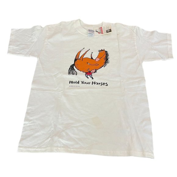 Jared Lee Studio Other - VTG Jared Lee Studio White SS T-Shirt Hold your Horse, Size L (14-16) NWT Defect